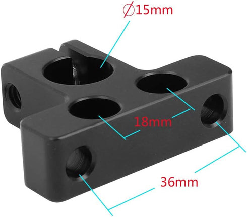 CAMVATE 15mm Single Rod Clamp with 1/4"-20 Unthreaded Mounting Points - 2318