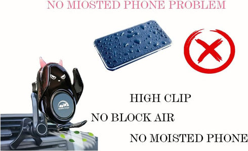 Car Phone Holder Mount with Wireless Charging, Auto Clamping, Rotatable Vent Clip for iPhone and Samsung
