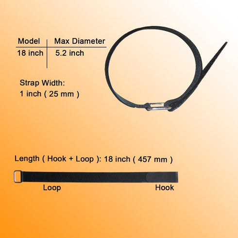 12 PCS Adjustable Cable Strap with Buckle, 18 inch Extend Securing Strap, Reusable Hook and Loop Tie Wrap