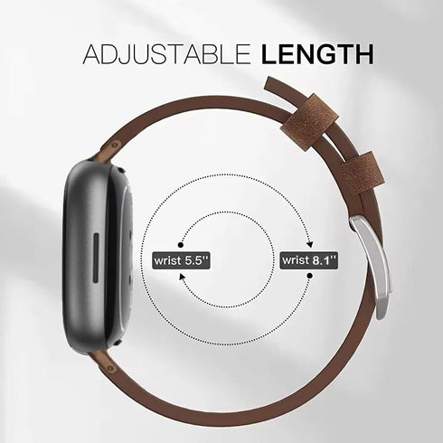 Leather Bands Compatible with Fitbit Versa 4/3/Sense 2, Classic Genuine Leather Replacement Straps for Men Women