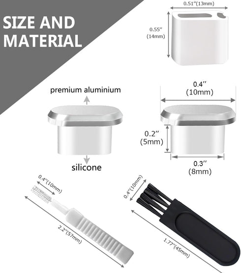 USB C Anti Dust Plugs Type C Charging Port Cover 5 Pack, Charger Protector Cap with Cleaning Brush Compatible with