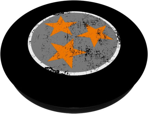 Retro TN Flag Distressed Gray & Orange Tennessee State Flag PopSockets Swappable PopGrip
