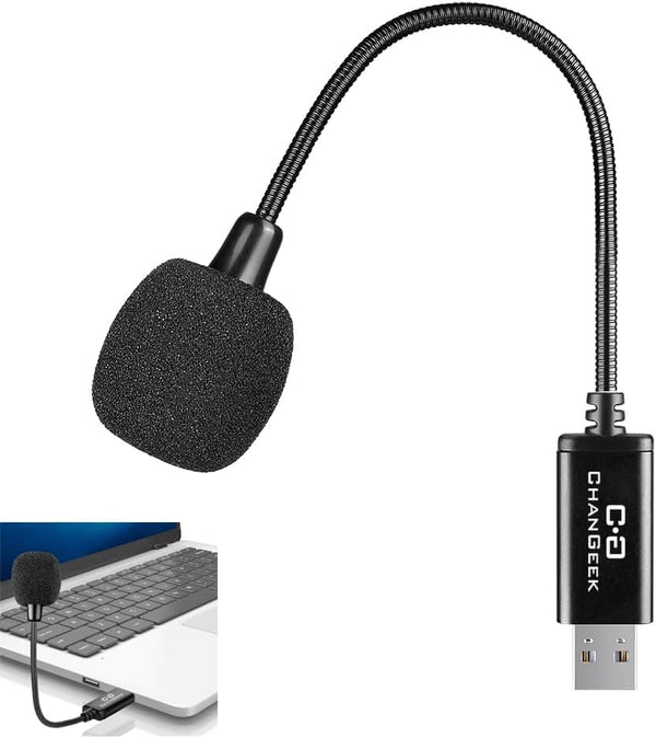 Mini USB Microphone for Laptop and Desktop, Gooseneck & Universal USB Sound Card, Ideal for Remote Work