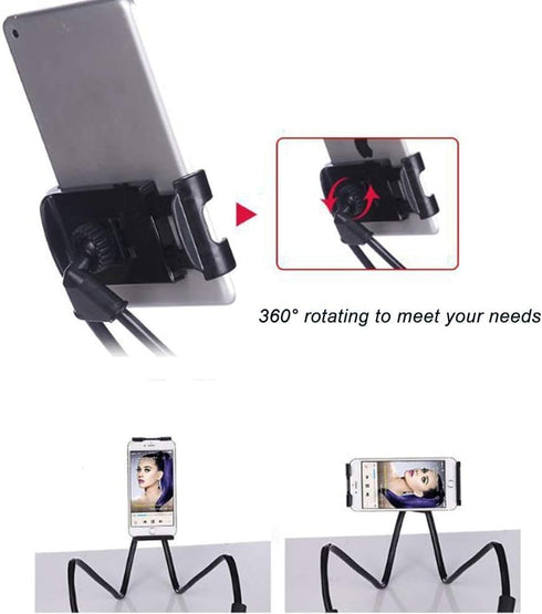 Upgraded Cell Phone Stand Hanging on Neck, Hands-Free Mobile Phone Holder Clip on Bed/Table 360° Rotation
