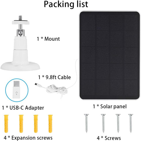 Solar Panel for WYZE Battery Cam Pro, 4W 5V Wireless Outdoor Panel with 10ft Micro USB Charging Cable, Adjustable Mount