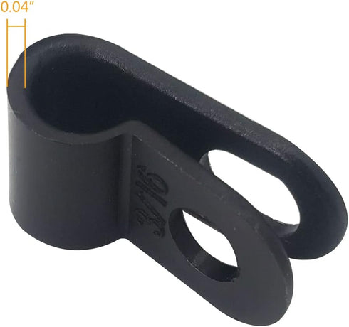 Cable Clamp R-Type Wire Clamp, 3/16" Nylon Screw Mounting Fastener Clips with Screws for Wire Management - Black - 50