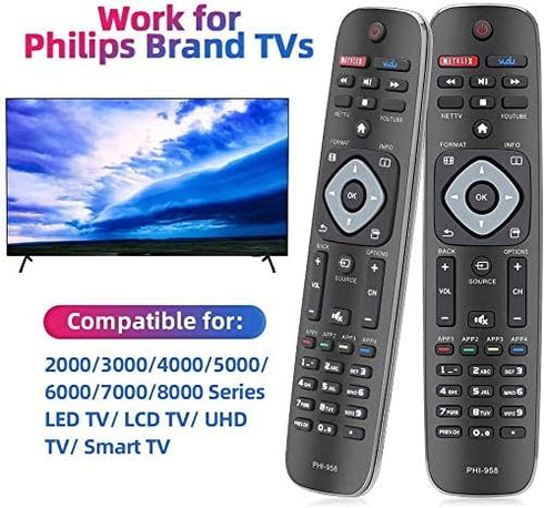 Young Universal NH500UP/PHI-958 Replacement Remote for Philips LED LCD TV Smart Ultra HDTV Models