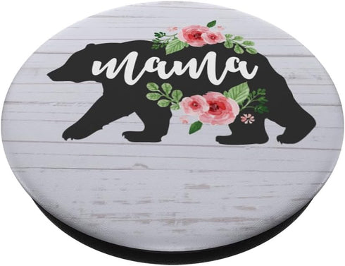 Mama Bear Watercolor Pink Roses Floral Flower PopSockets Standard PopGrip