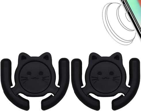 Multi-Surface Holder Car Mount 2 Pack Compatible for Popsocket Holder Grips Hand-Free Device Support Accessories Home Office Desk Wall Mount Cute Cat with Strong Adhesive Sticky Pad, Black