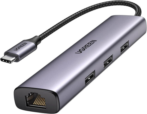UGREEN 4 in 1 USB C to Ethernet Adapter Hub with 3 USB 3.0 Ports, Gigabit RJ45, Thunderbolt (3/4) for MacBook Pro/Air,