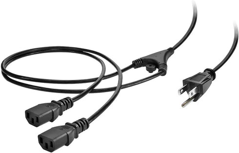 Monoprice Power Cord Splitter | NEMA 5-15P to 2X IEC 60320 C13, 10 Amp, 6 Feet, Black