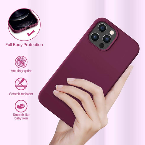 Miracase Liquid Silicone Case for iPhone 12 Pro Max, Soft Anti-Scratch Microfiber Lining, Shockproof Drop Protection,