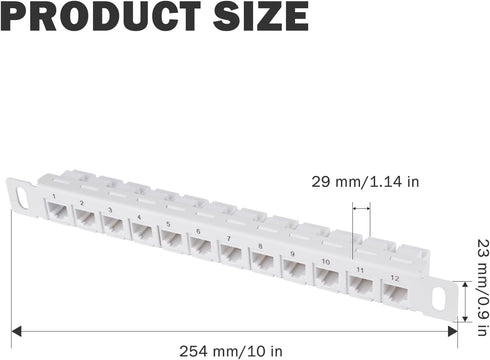 GeeekPi 12 10inch 0.5U CAT6 T1/T0/T2/T1 Plus/T0 /TL1 10 Inch Port Patch Panel, Network Patch Panel for DeskPi RackMate