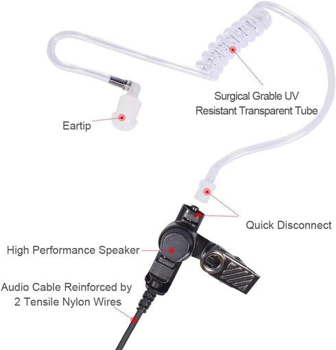 SL300 TLK100 Acoustic Tube Earpiece with PTT Mic, Walkie Talkie Headset for Motorola SL Series 2 Way Radio