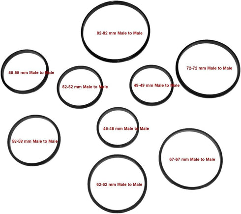9 Pieces Filter Ring Adapter Set, Camera Lens Male to Male Metal Stepping Rings Kit (Includes 9pcs Male to Male Set