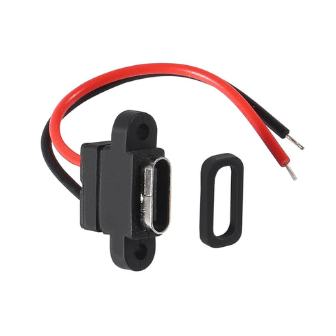 8pcs USB Connector Type-C Female Chassis 2 Pin for DIY, Waterproof USB C Pigtail Cable Extension
