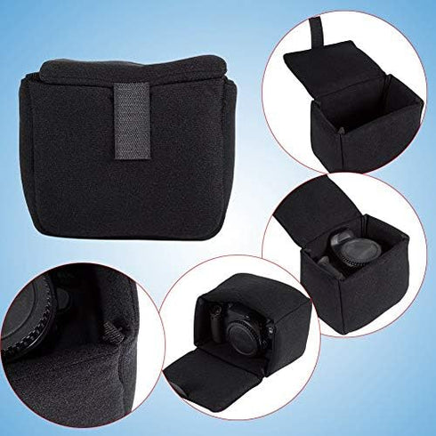 Tbest Thin Camera Bag Insert, Padded Shockproof Foldable Protective Bag for DSLR Camera (Blue)