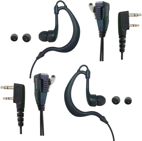 G Shape in-Ear Headphone Two Way Radio Earpiece with PTT, 2.5mm+3.5mm 2-Pin Walkie Talkie Headsets Single Wire Mic