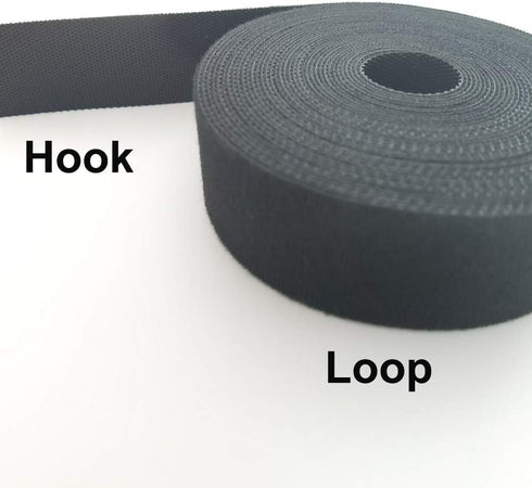 1 Inch x 20 ft Self Gripping Cable Straps - Hook and Loop Cord Organizer Ties for Fastening Wires (Black)