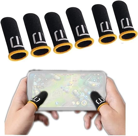 3 Pair Black Patterns Gaming Finger Sleeves, Breathable Fingertips Gloves for Mobile Cell Phone Gaming