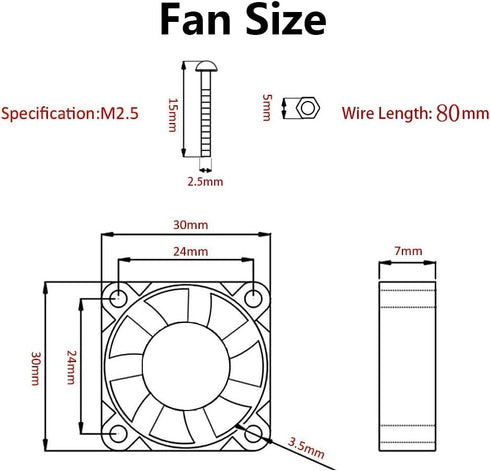 Aokin Cooling Fan for Raspberry Pi, DC 5V/3.3V Brushless CPU Cooling Fan with Screws, 4 Pack for Raspberry Pi Models