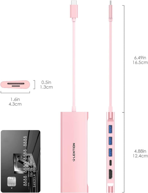 LENTION 7-in-1 4K 100W 3 3.0 2016-2025 (CB-C36B, USB C Multiport Hub with HDMI, PD, USB Ports, SD/MicroSD Card Reader