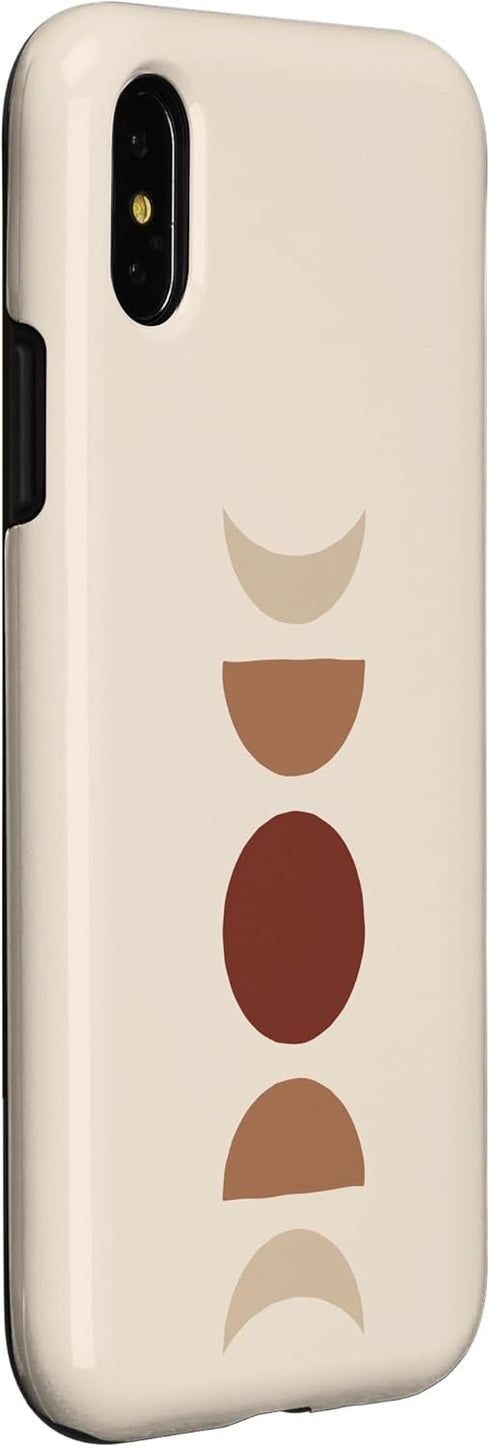 Boho Beige Rust Red Burnt Orange Case for iPhone X/XS Phases of Moon