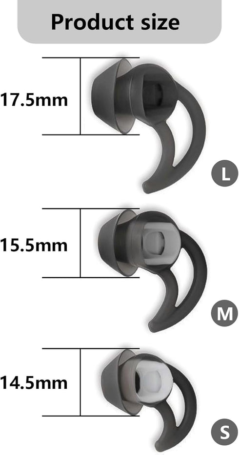 Silicone Replacement Earbud Tips, Compatible with Bose QC20 QC20i SoundSport, 3 Pairs Earbud Rubber Tips
