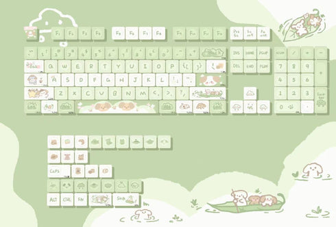 GK GAMAKAY 132 Keys Green & White Keycaps Set, MOA Profile PBT Thermal Sublimation for 61/68/75/80/84/87/98/104/108