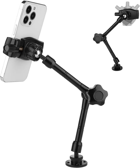 Truck Phone Stand with 10" Length Arm for 3.5~7.5" Smartphones, Multi-Angle Adjustable Aluminum Alloy Mount