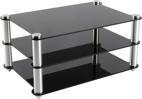 KGUSS Mini Audio Component Rack, Black Acrylic 2-Layer Rack for HiFi Audio Equipment