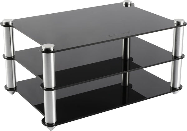 KGUSS Mini Audio Component Rack, Black Acrylic 2-Layer Rack for HiFi Audio Equipment