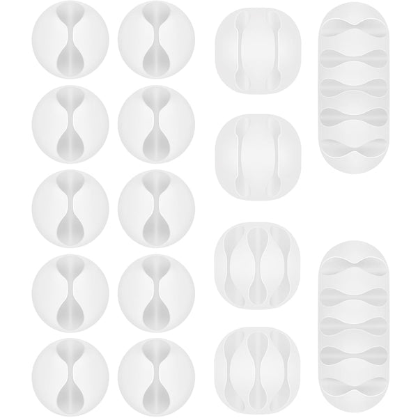 Shintop 16 Pack White Cable Clips, Adhesive Cord Holder for Organizing Phones, Chargers, Desk, Nightstand, Car