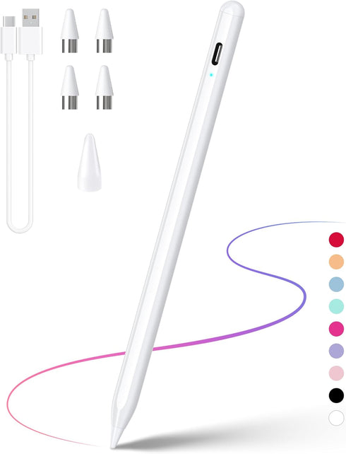 Active Stylus Pen, Rechargeable Stylus for iOS & Android Touchscreens, Dual Touch Screen Pencil, 16.5CM, White