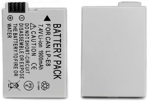 LP-E8 Rechargeable Lithium Ion Battery Pack, 2-Pack for Canon EOS Rebel T2i, T3i, T4i, T5i, 600D, 700D
