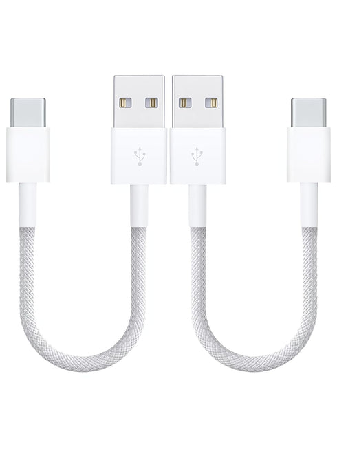 USB C Cable for iPhone 15 Pro Max/15 Plus Charger, 1ft 2Pack, Woven USB-A to USB-C Fast Charging Cord (White)