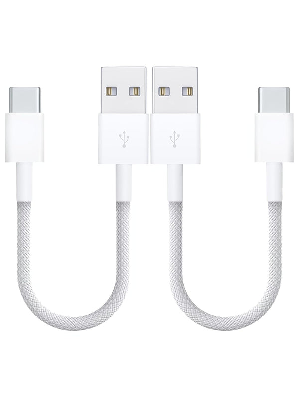 USB C Cable for iPhone 15 Pro Max/15 Plus Charger, 1ft 2Pack, Woven USB-A to USB-C Fast Charging Cord (White)