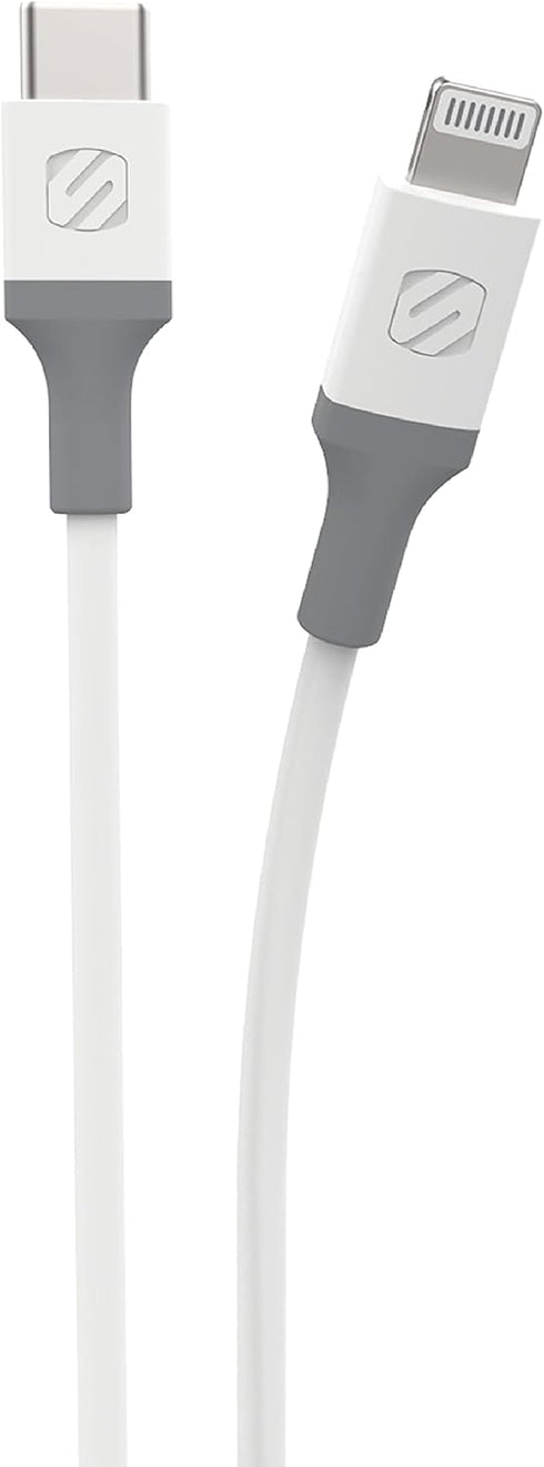Scosche Ci44WG-SP 4-ft Lightning Charge & Sync Cable, MFI Certified, for All Lightning Devices - White/Gray