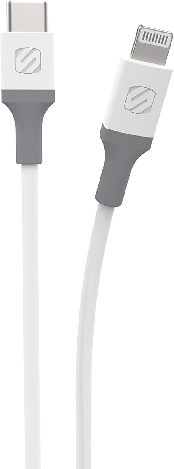 Scosche Ci44WG-SP 4-ft Lightning Charge & Sync Cable, MFI Certified, for All Lightning Devices - White/Gray