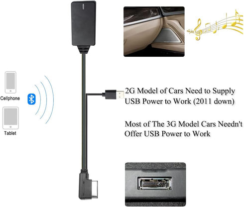Bluetooth 5.0 Adapter for Audi A3 A4 A5 A6 A7 S3 S4 Q3 Q5 Q7 Volkswagen VW 2G 3G 3G+ AMI MMI Port Cable