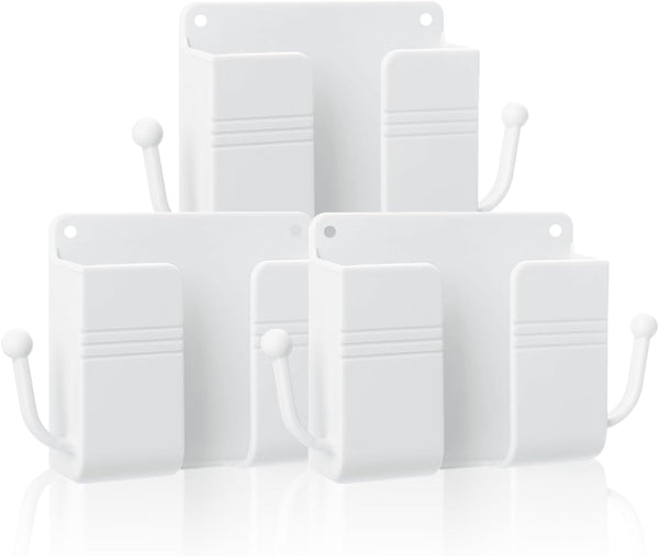 3 Pcs Wall Mount Phone Holder, Stand for Bed, Wall Mounted Shower Phone Holder with Hooks, Universal Media Organizer