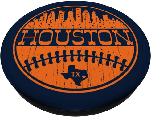 Vintage Houston City Skyline Retro TX Fan Baseball PopSockets Standard PopGrip