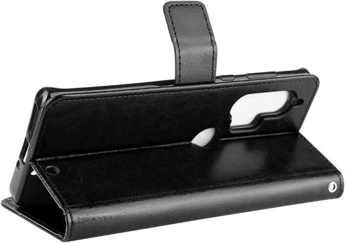 Case for Motorola Edge+ 5G UW, Flip Leather Wallet Cover for Moto Edge+ XT2061-1 XT2061-3, Black