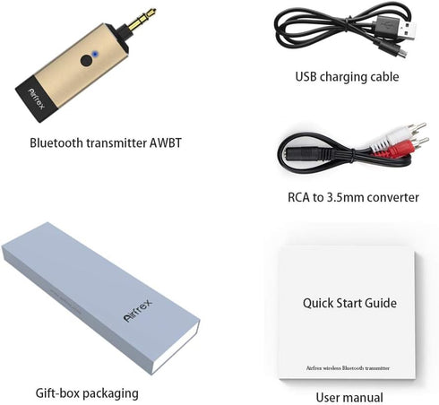 Aluminum Mini Bluetooth Transmitter with 3.5mm Male Jack for TV/MP3/PC/PS4, Wireless Sender and Adapter
