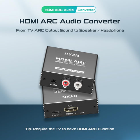 HDMI ARC Audio Extractor 192KHz, HDMI ARC Adapter with 3.5mm Audio and L/R Stereo Audio for HDTV Soundbar