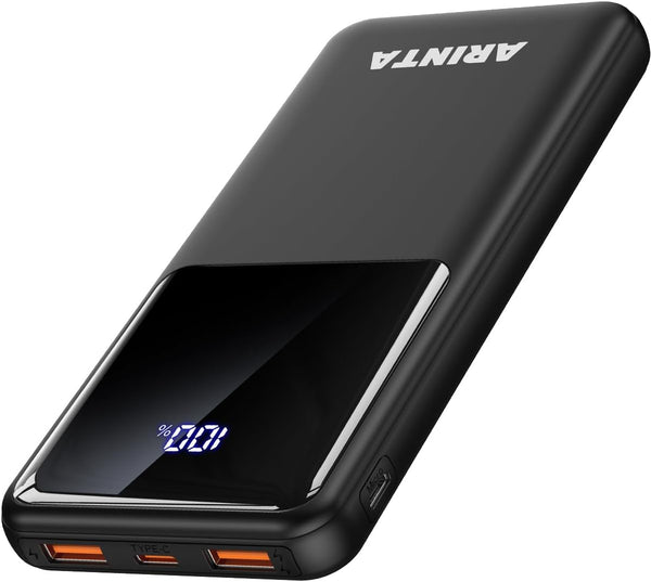 ARINTA Power Bank Portable Charger 10000mAh PD 22.5W Battery Pack, LED Display &