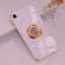 Omorro iPhone XR Case (Purple) - Built-in 360 TPU Rotation Kickstand with Glitter Plating Rose Gold Edge