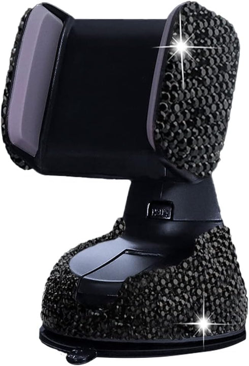 SUNCARACCL Bling Car Phone Holder, 360° Adjustable Crystal Auto Mount for Windshield Dashboard and Air Outlet (Black)