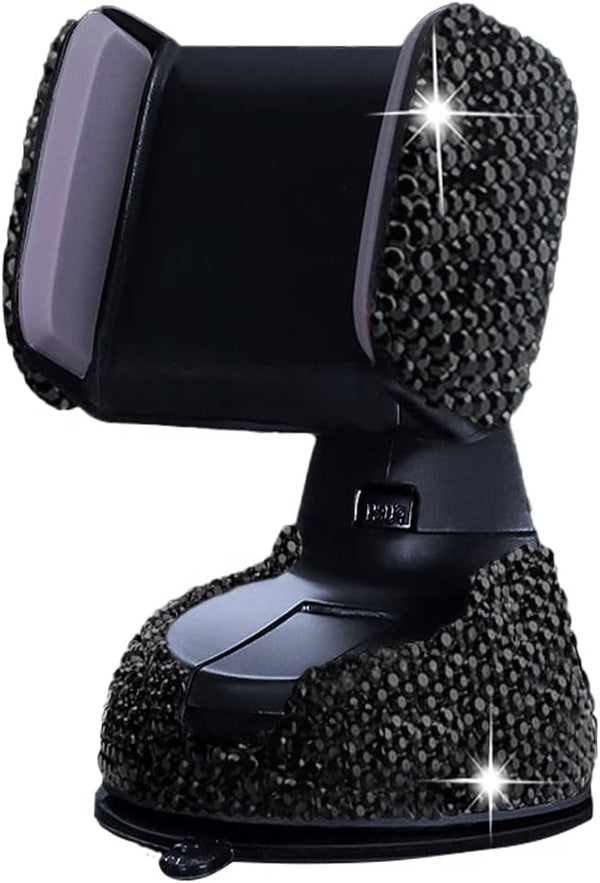SUNCARACCL Bling Car Phone Holder, 360° Adjustable Crystal Auto Mount for Windshield Dashboard and Air Outlet (Black)
