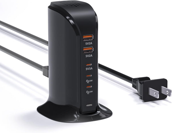 VPSUN USB C Charging Station for Multiple Devices,55W Multiport USB Tower Charger,5 Port
